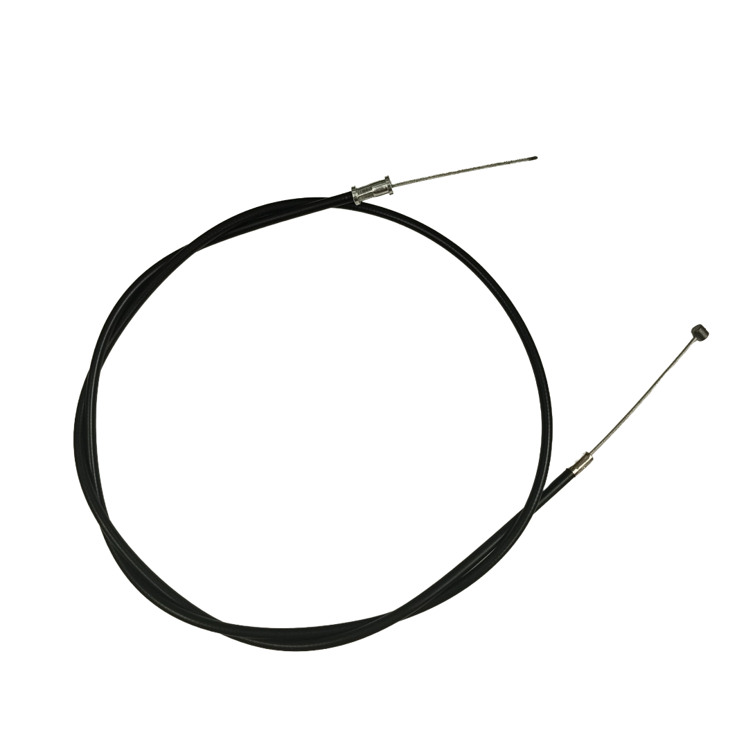 Order a A robust, genuine replacement engine throttle control cable featuring protective black outer insulation and threaded silver metal tension adjusters for the Titan Pro TP690 Flail Mower.